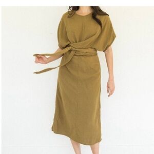 Suunday organic gauzy dolman dress in tapenade